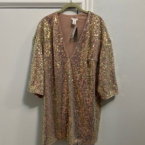 Sequin V-Neck Dress